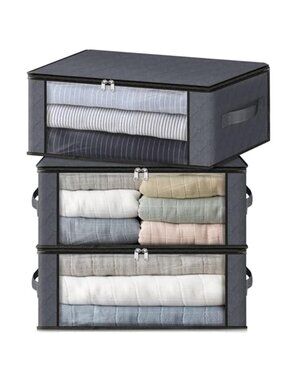 Storage 3-Pack Clothes Organizer Storage Bags Foldable Storage Box with Large